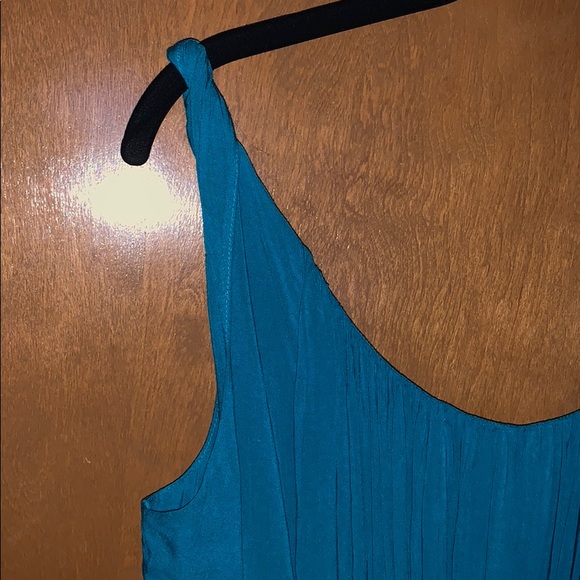 Madewell pleated teal dress with twist straps - Picture 4 of 7